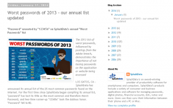 2013年の「最悪なパスワード」ランキング